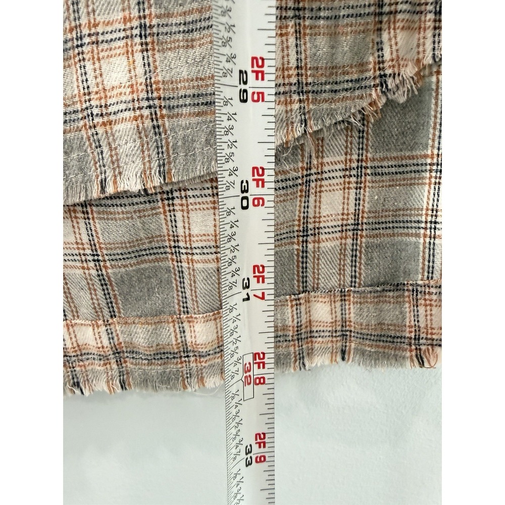 143 Story by Line Up Plaid Flannel Shirt Large Cotton Raw Frayed Hem Grunge - Picture 7 of 7
